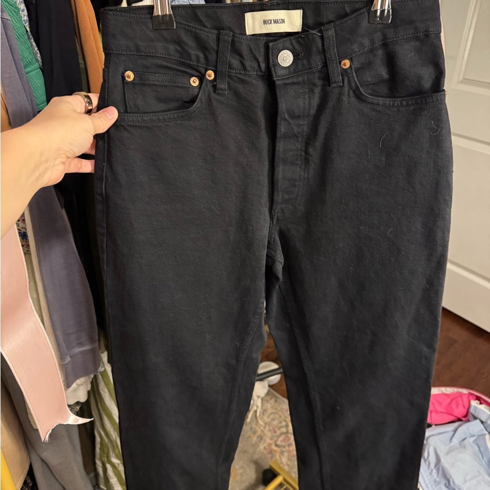 Buck Mason Straight Leg Jeans in Black